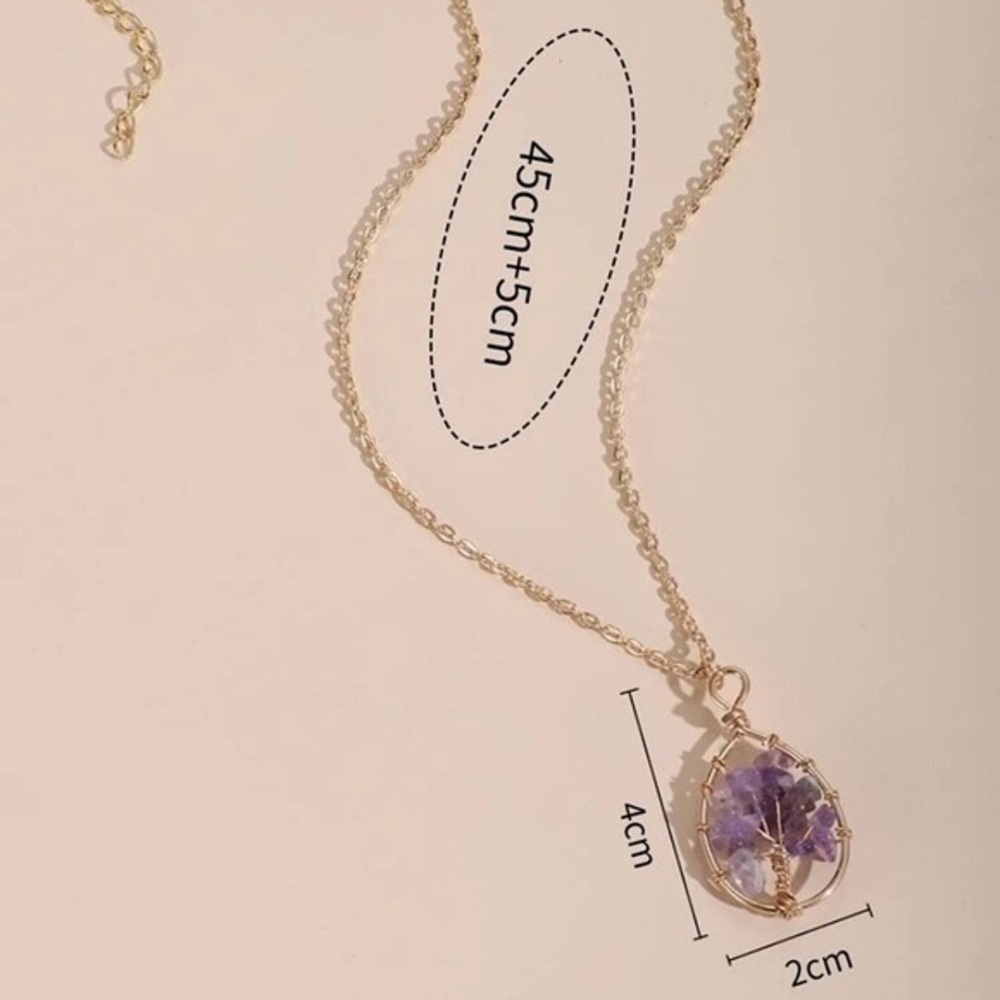 Crystals Tree Charm Necklace - Picture 3 of 4